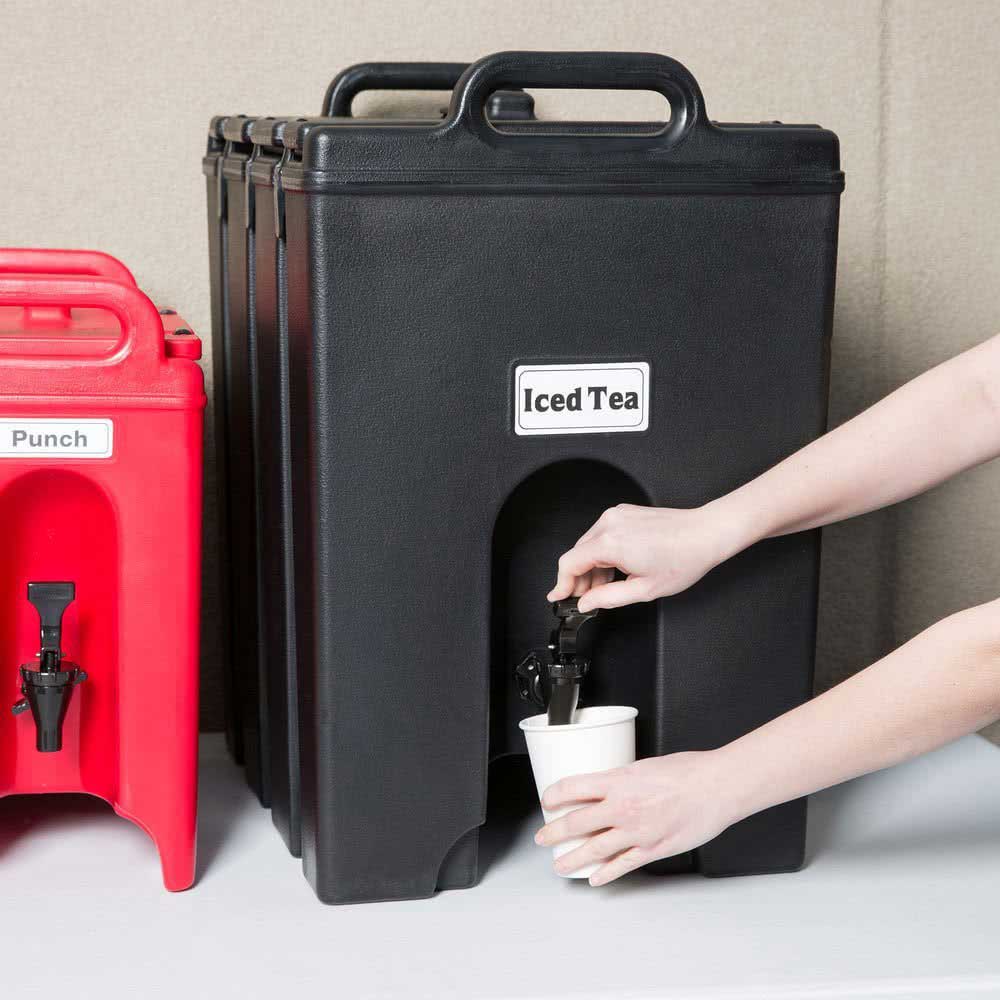 Cambro 1000LCD110 Camtainer Beverage Dispenser, Black, 11.75 gal.