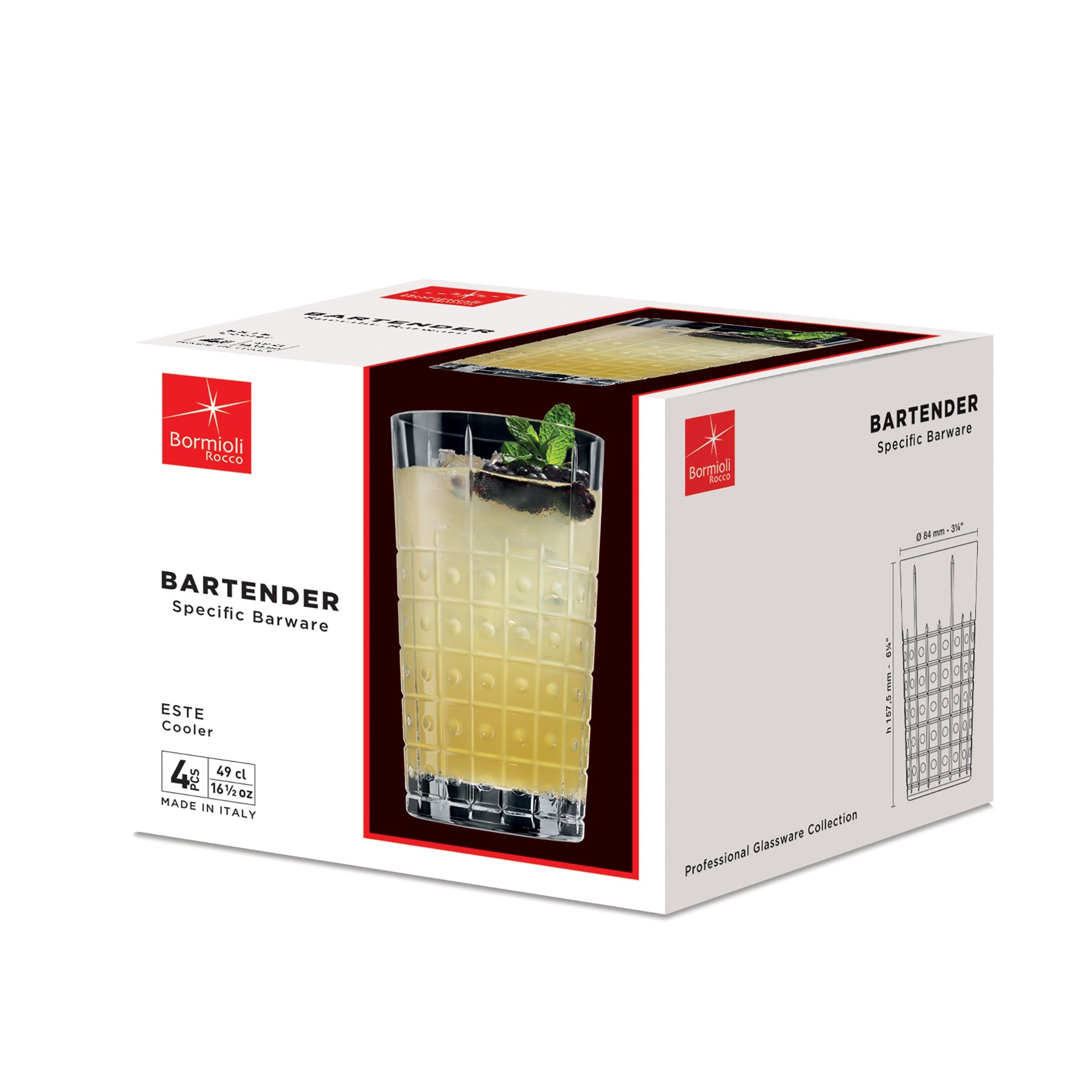 Bartender 16.5 oz. Este Cooler Drinking Glasses (Set of 4)