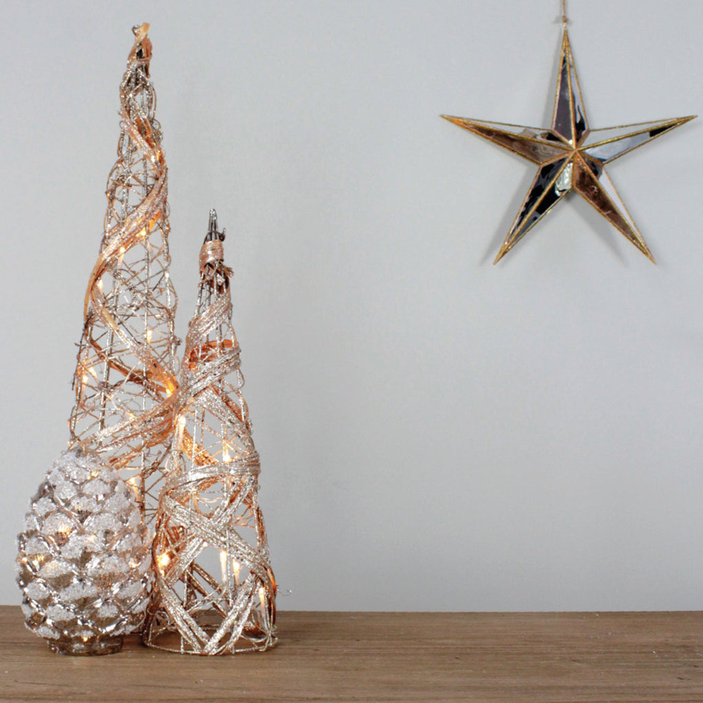 Antique Pinecone LED Light Decoration | Silver