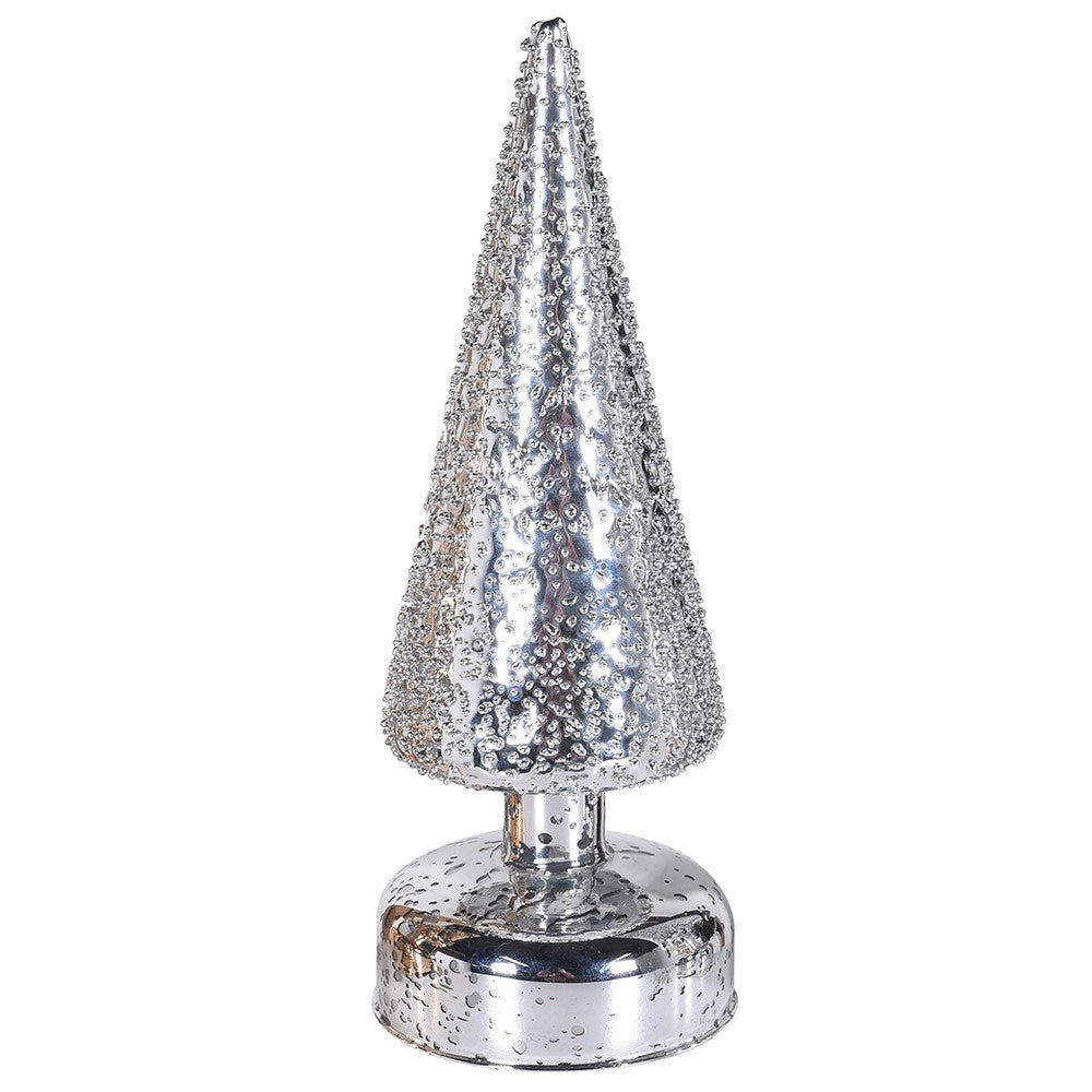 Silver Glass LED Tree Light Decoration | Medium