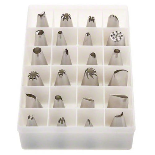 Winco CDT-24 Economy Cake Decorating Tube Set, 24/Pack