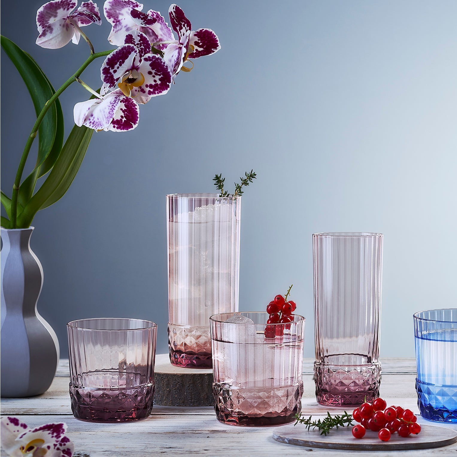 America '20s 12.5 oz. DOF Drinking Glasses, Lilac Rose (Set of 6)
